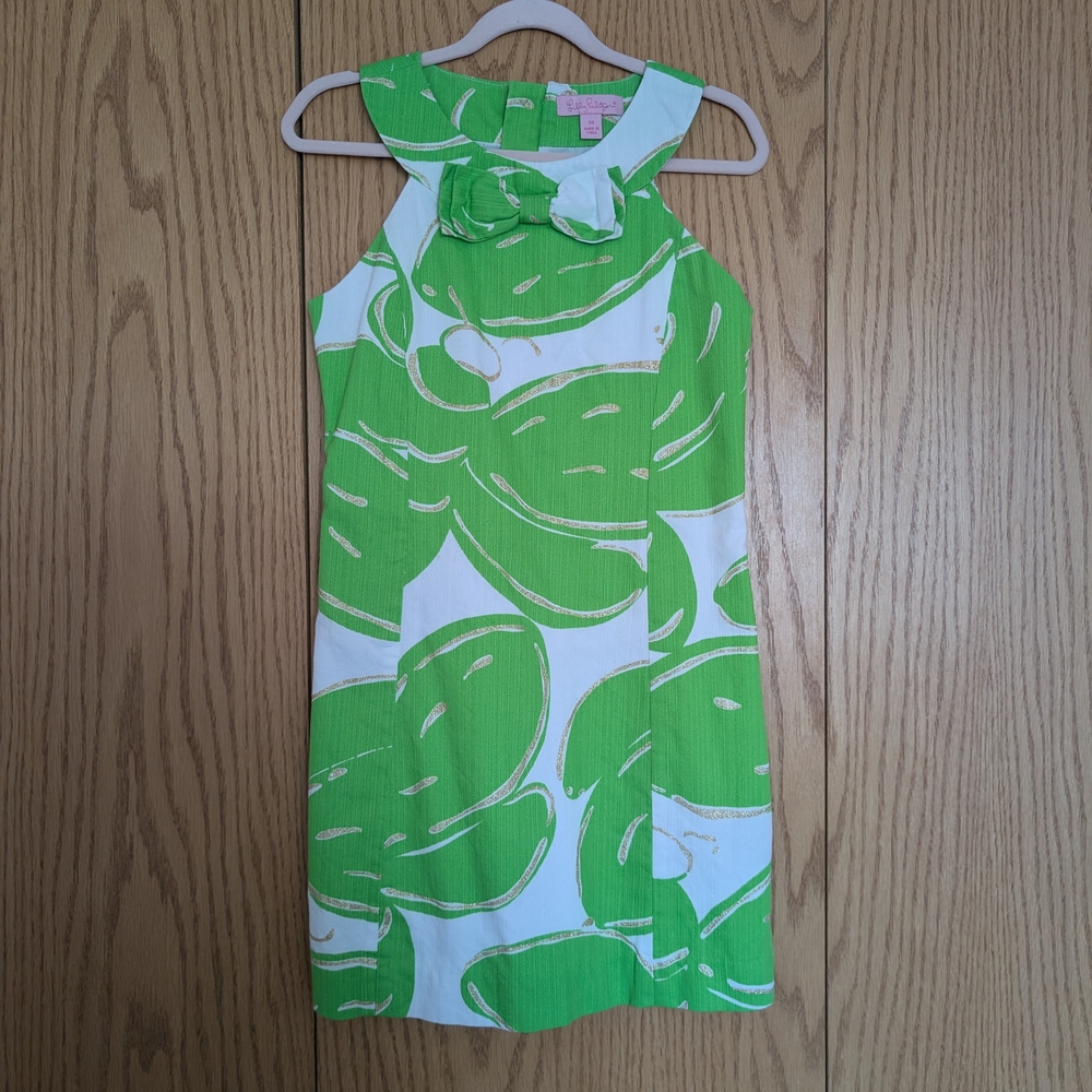 Lilly Pulitzer Green and White Sheath Dress Halter Neck Sleeveless